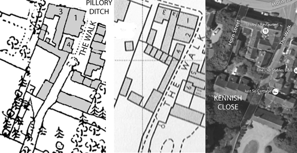 Plan showing 1-3 Horn Street and land behind